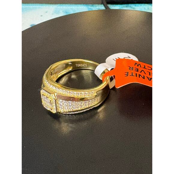 Sz 12 - 3CTW Moissanite Gold Over 925 Silver Stamped Ring - Picture 3 of 8